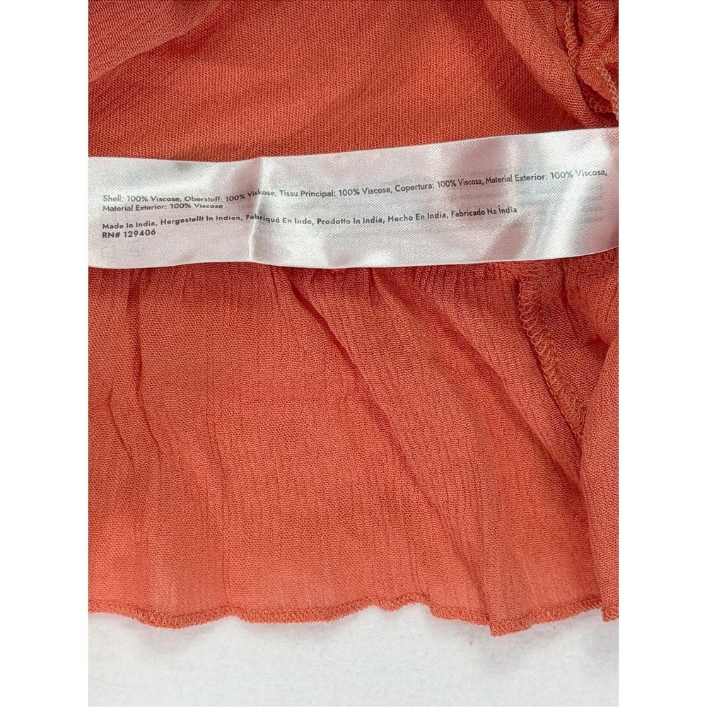 VENUS Off Shoulder Romper Size Small Coral Orange Ruffle Hem Boho Viscose - Picture 5 of 11